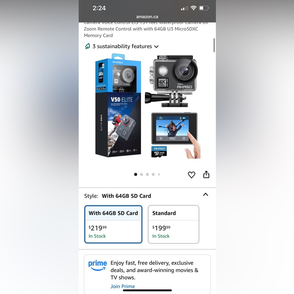 Akaso waterproof camera (similar to a go-pro)